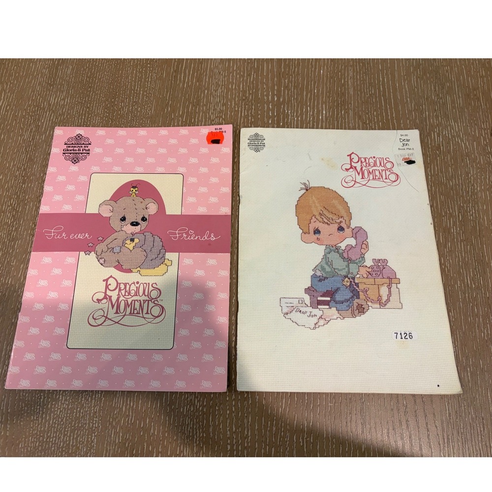 VTG Precious Moments Cross Stitch Pattern Book Lot Baby Nursery Teddy Bear Kids